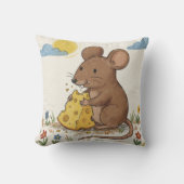 Coussin Dessin de souris adorable mangeant du fromage pour (Recto)
