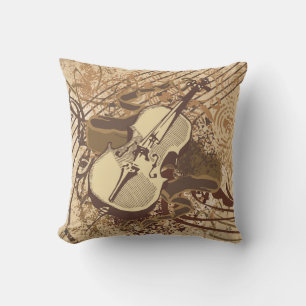 Coussin Dessin de violon de grunge Abstrait cool