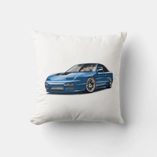 Coussin dessin de voiture bleue 240sx (Recto)