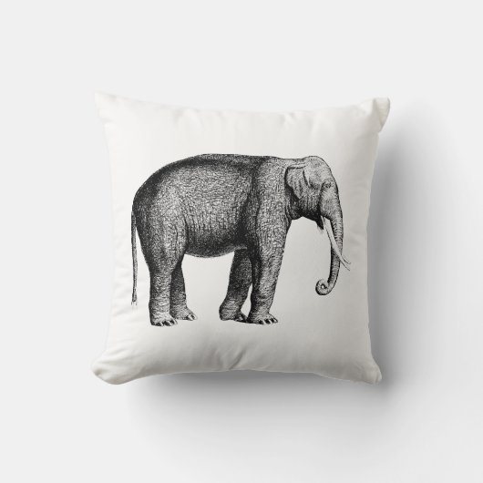 Coussin Dessin d'éléphant vintage (Recto)