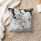Coussin Dessin d'encre de trait de dragon à éclos (Couverture)