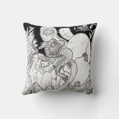 Coussin Dessin d'encre de trait de dragon à éclos (Verso)