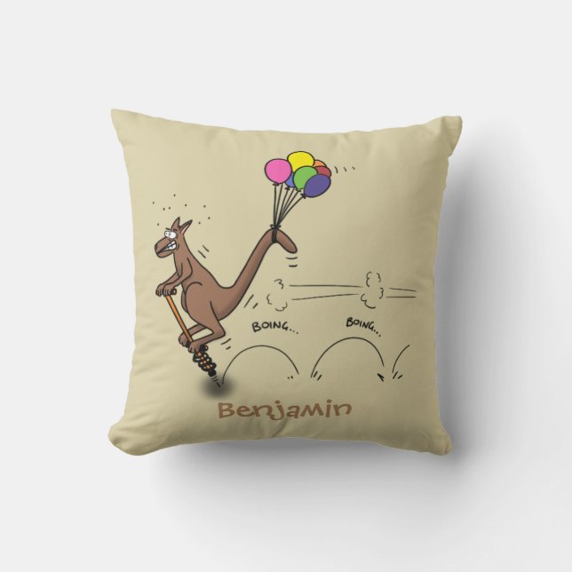 Coussin Dessin d'humour australien kangourou (Recto)