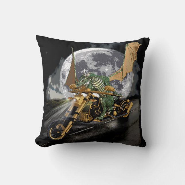 Coussin Dessin Dragon et Imaginaire Lune (Recto)