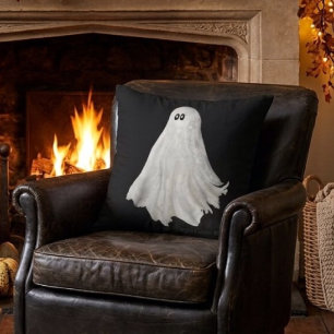 Coussin Dessin drôle de fantôme d'Halloween passé