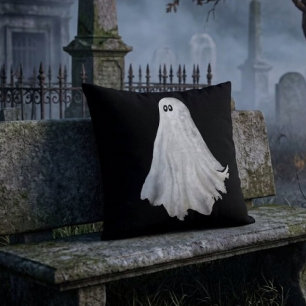 Coussin Dessin drôle de fantôme d'Halloween passé