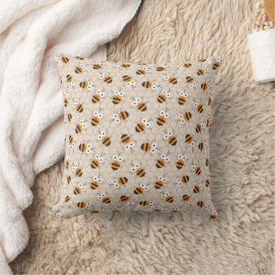 Coussin Dessin Drôle Miel Abeille Miel Motif