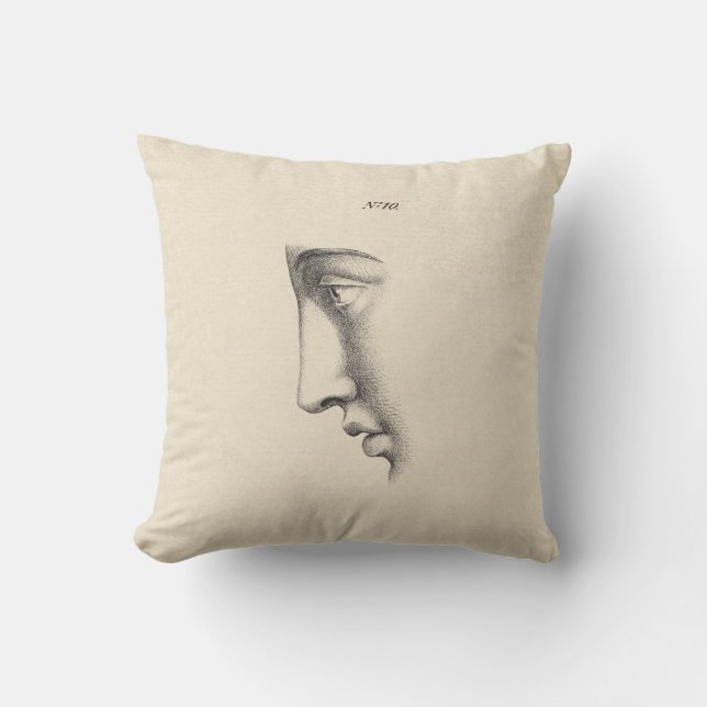 Coussin Dessin du Français d'antiquité du visage de (Recto)