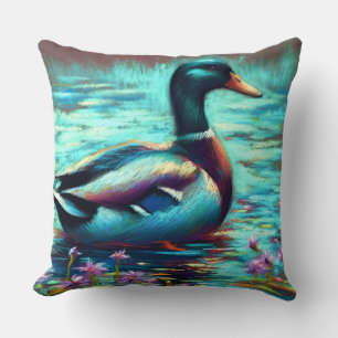 Coussin Dessin dur Pastel Canard