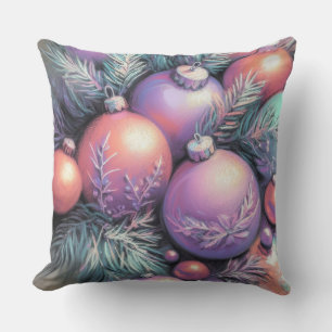 Coussin Dessin dur Pastel Motifs de Noël Purple Pêche