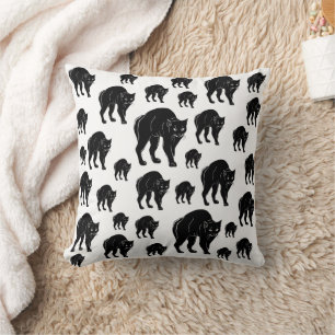 Coussin Dessin en silhouette de chat noir à rallonge d'Hal