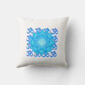 Coussin Dessin Fleur Lotus De Verre Bleu Avec Motif Om (Verso)