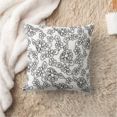 Coussin Dessin floral noir et blanc (Couverture)