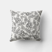 Coussin Dessin floral noir et blanc (Verso)