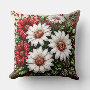 Coussin Dessin floral orné de gemmes complexes