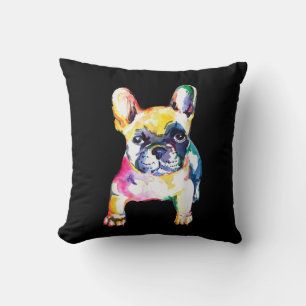 Coussin Dessin Français Bulldog original aquarelle