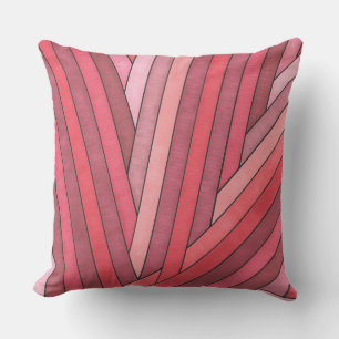 Coussin Dessin géométrique à rayures rouges peintes à la m