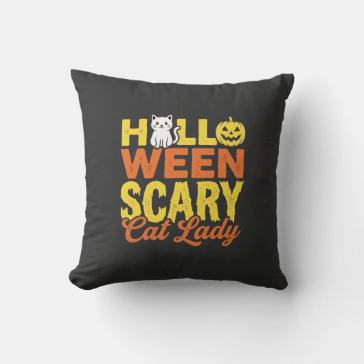 Coussin Dessin Halloween Dame Chat Effrayante_1 (Recto)