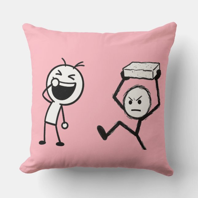Coussin Dessin humoristique de bonshommes bâtons  (Recto)