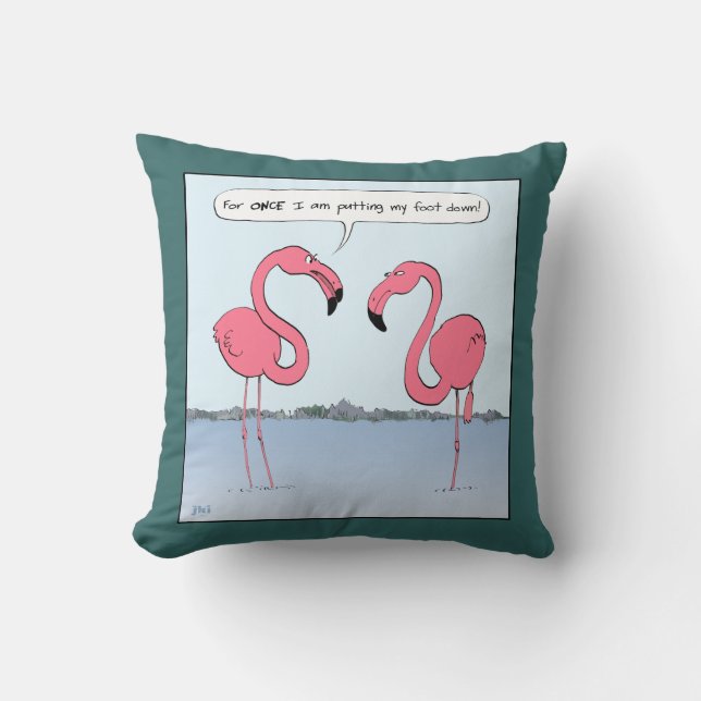 Coussin Dessin humoristique de Flamants roses roses - Blag (Recto)