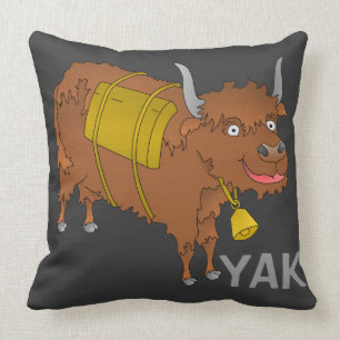 Coussin Dessin humoristique joyeux yak