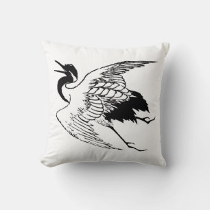 Coussin Dessin japonais vintage d'une grue