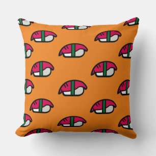 Coussin Dessin Kawaii Sushi, Riz de Poisson et Algues