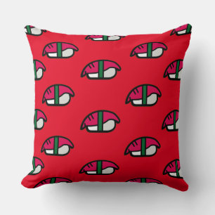 Coussin Dessin Kawaii Sushi, Riz de Poisson et Algues