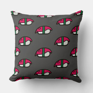 Coussin Dessin Kawaii Sushi, Riz de Poisson et Algues