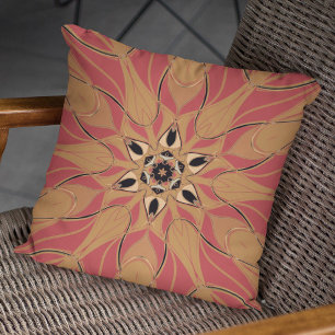 Coussin Dessin Mandala Fleur orange et rose
