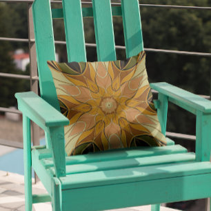 Coussin Dessin Mandala Flower orange et vert