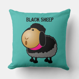Coussin Dessin mignon en mouton noir