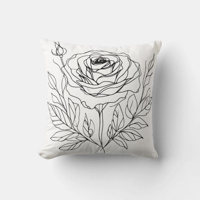 Coussin dessin minimaliste de trait rose (Recto)