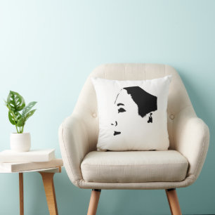 Coussin Dessin minimaliste visage de femme dame fille