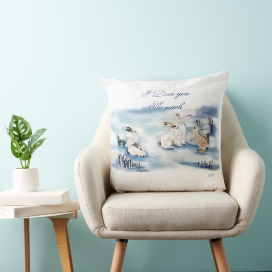 Coussin Dessin numérique de lapins adorables (Chaise)