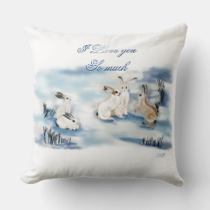 Coussin Dessin numérique de lapins adorables