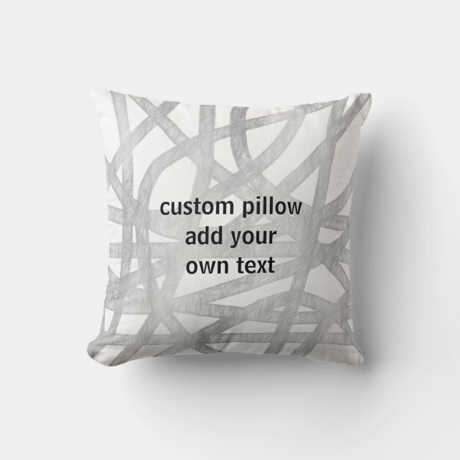 Coussin dessin peint en gris et blanc ajouter votre texte  (Recto)