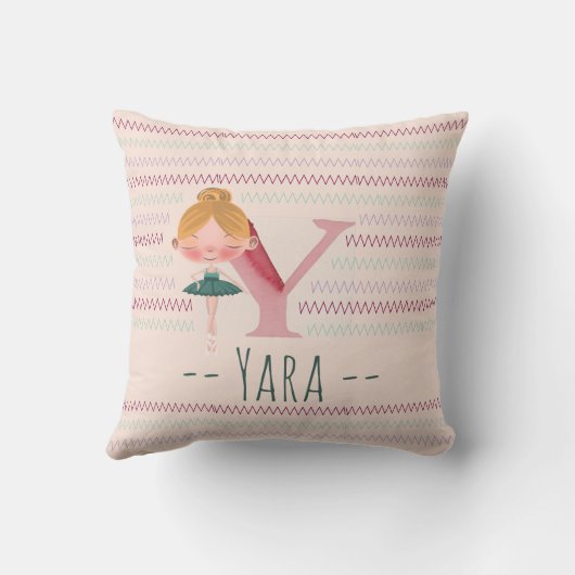 Coussin Dessin personnalisé Y en rose poudré de ballerine (Verso)