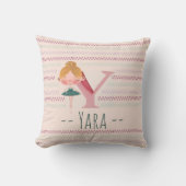 Coussin Dessin personnalisé Y en rose poudré de ballerine (Recto)