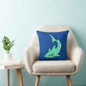 Coussin dessin souriant requin menthe bleu vert océan anim (Chaise)