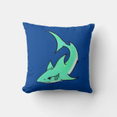 Coussin dessin souriant requin menthe bleu vert océan anim (Recto)