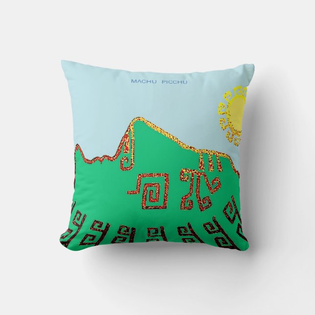 Coussin Dessin stylé de Machu Picchu (Recto)