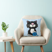 Coussin Dessin Tuxedo Chat et rayures Jeu d'oreiller (Chaise)