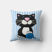 Coussin Dessin Tuxedo Chat et rayures Jeu d'oreiller (Verso)