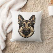 Coussin Dessin vectoriel de chien de berger à la gravure v (Couverture)