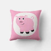 Coussin Dessinatrices de caricatures de cochons roses pers (Verso)