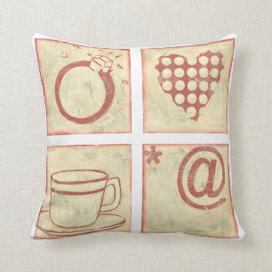 Coussin Dessins de bois de graveur de coeur et d'anneau