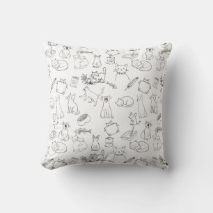 Coussin Dessins de chats mignons faits à la main
