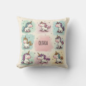 Coussin Dessins Licorne Mignons et Fantaisistes (Recto)