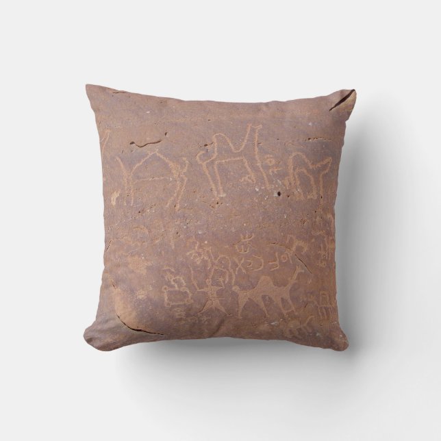 Coussin Dessins préhistoriques gravés dans le désert (Recto)